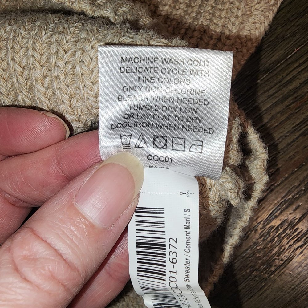 Quince 100% Organic Cotton Fisherman Crew Sweater NWOT Tan Small - Picture 7 of 8